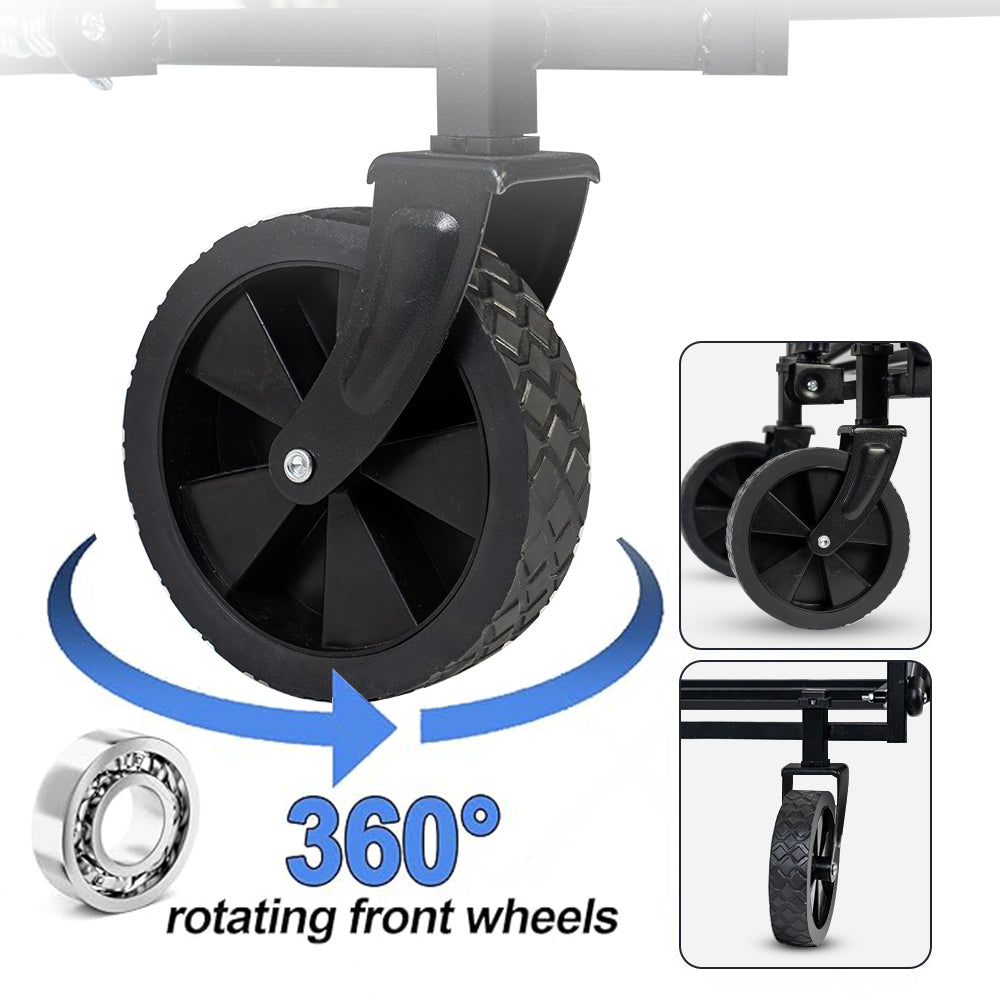 Collapsible Black Folding Camp Wagon with Wheels