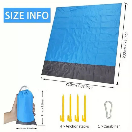 Beach Blanket Outdoor Waterproof Sand Proof Mat 79 X 83 in