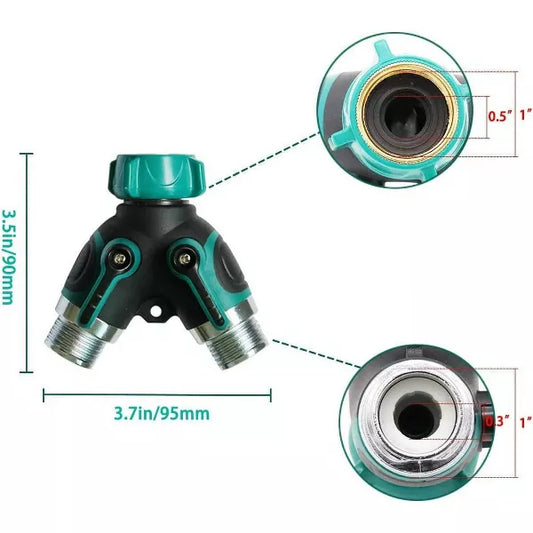 2 Way Water Splitter Heavy Duty Garden Hose Splitter