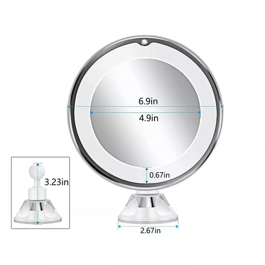 10x Magnifying Mirror Lighted 360 Rotation with Suction Cup