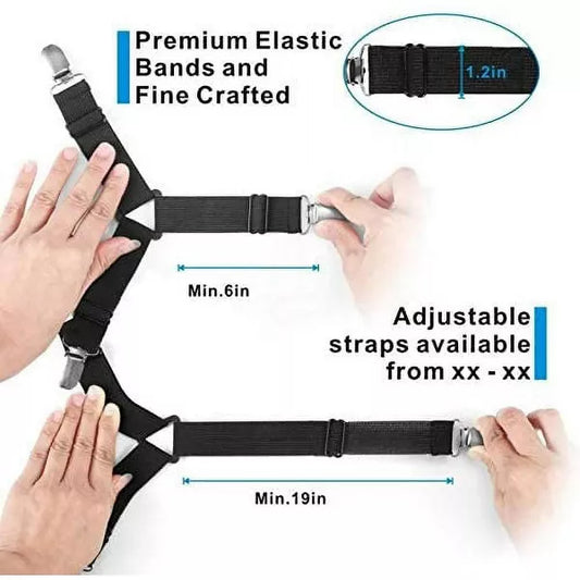 Bed Sheet Holder Straps Adjustable Triangle Non-Slip Elastic Mattress Corner Clips Set of 4