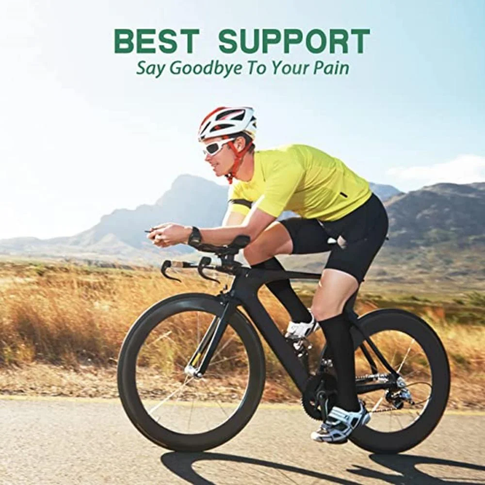 Compression knee Socks Women & Men for Outdoor Cycling and Running Recovery Socks, 3 Pairs Black