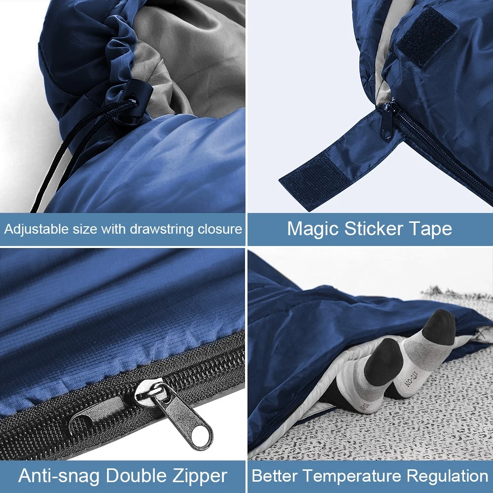 Sleeping Bags Adults Backpacking Lightweight Waterproof Cold Weather Bag Blue