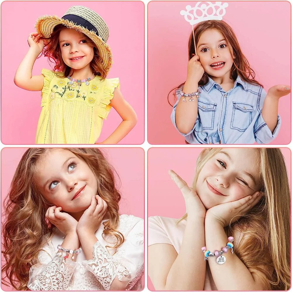 Charm Bracelet Making Kit Jewelry Making Kit 66 Pcs Gifts for Ages 6 7 8 9 10 Girls