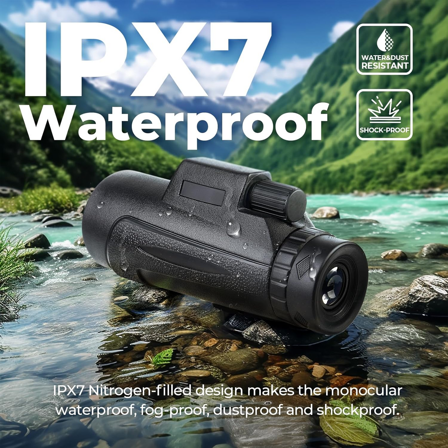 Monocular Telescope 12x50 HD Monocular for Smartphone Adult Handheld Telescope Bird Watching Hiking Wildlife