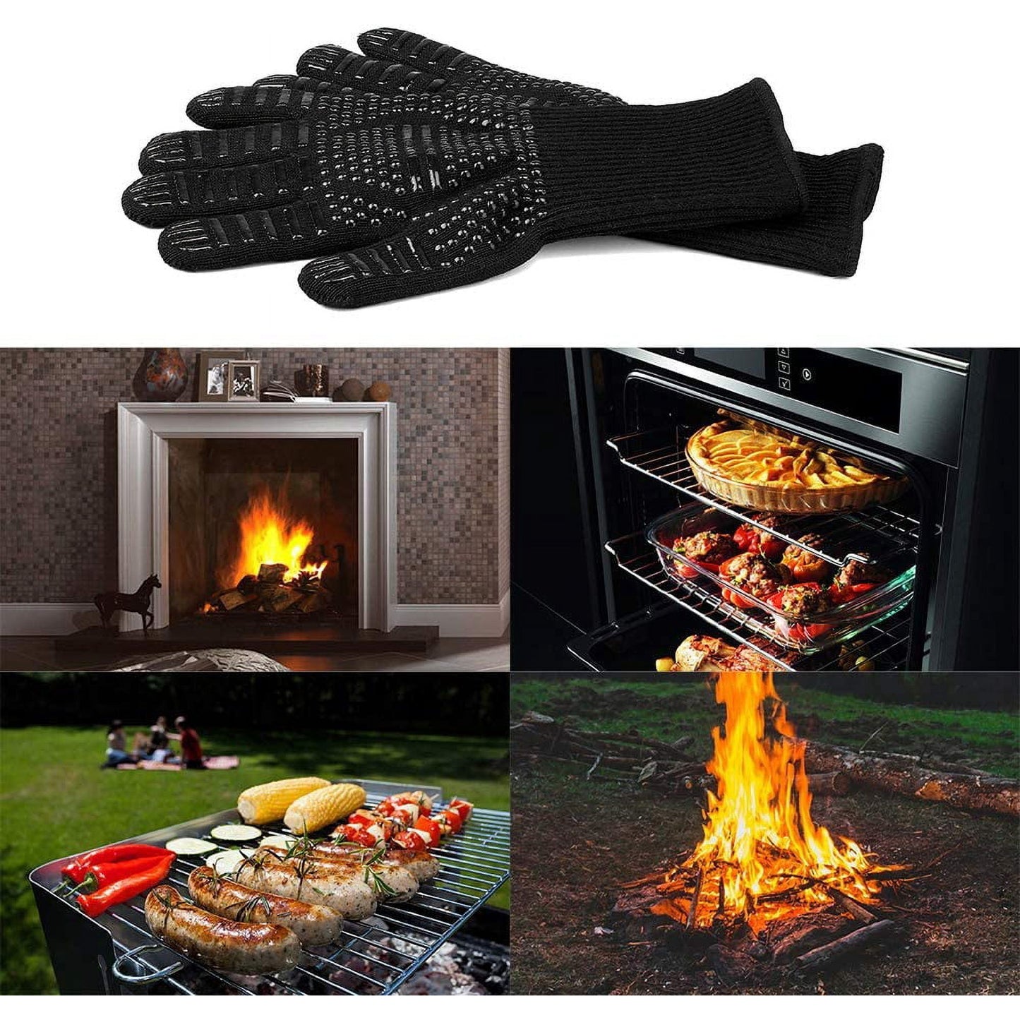 BBQ Gloves Heat Resistant Cooking for Barbecue Grilling Oven Baking Camping