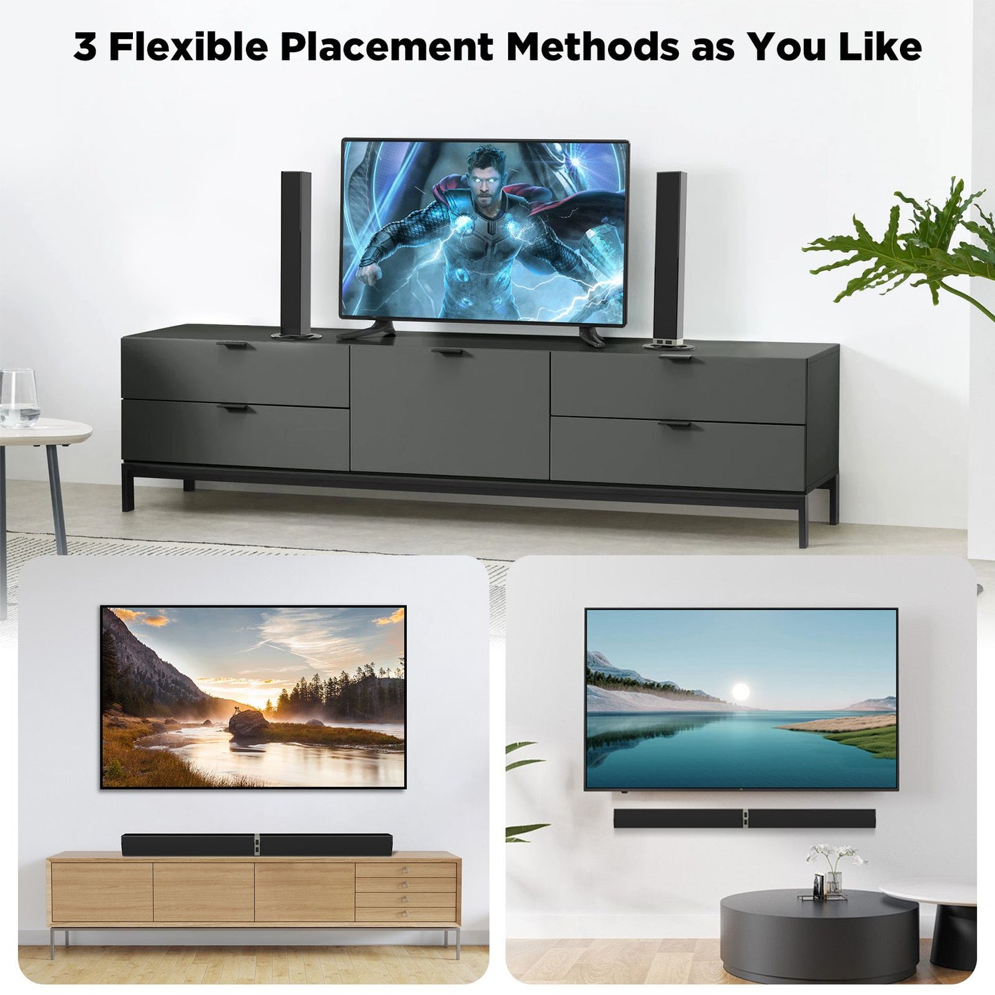 Bluetooth Wireless 50W 32inch Split 2 in 1 Detachable TV Soundbar