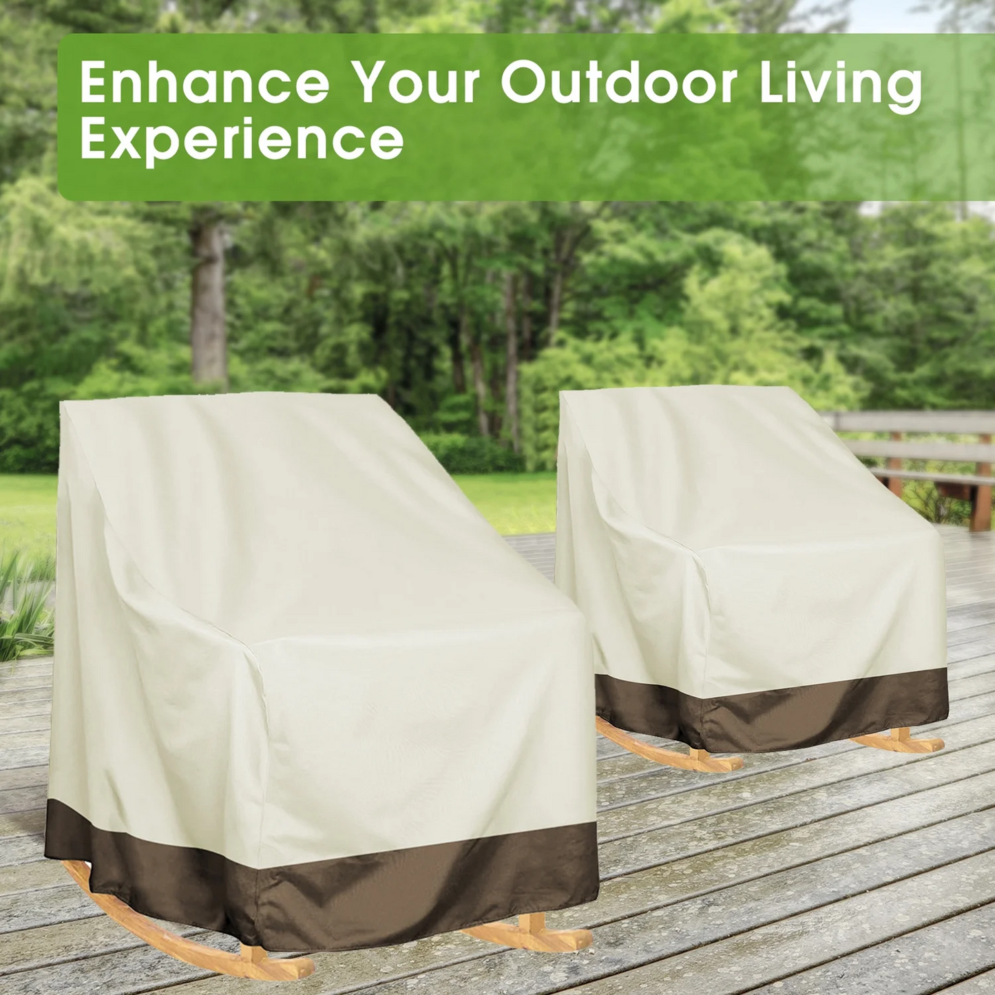 Rocker Chair Cover 420D Waterproof Patio Outdoor 2 Piece Set