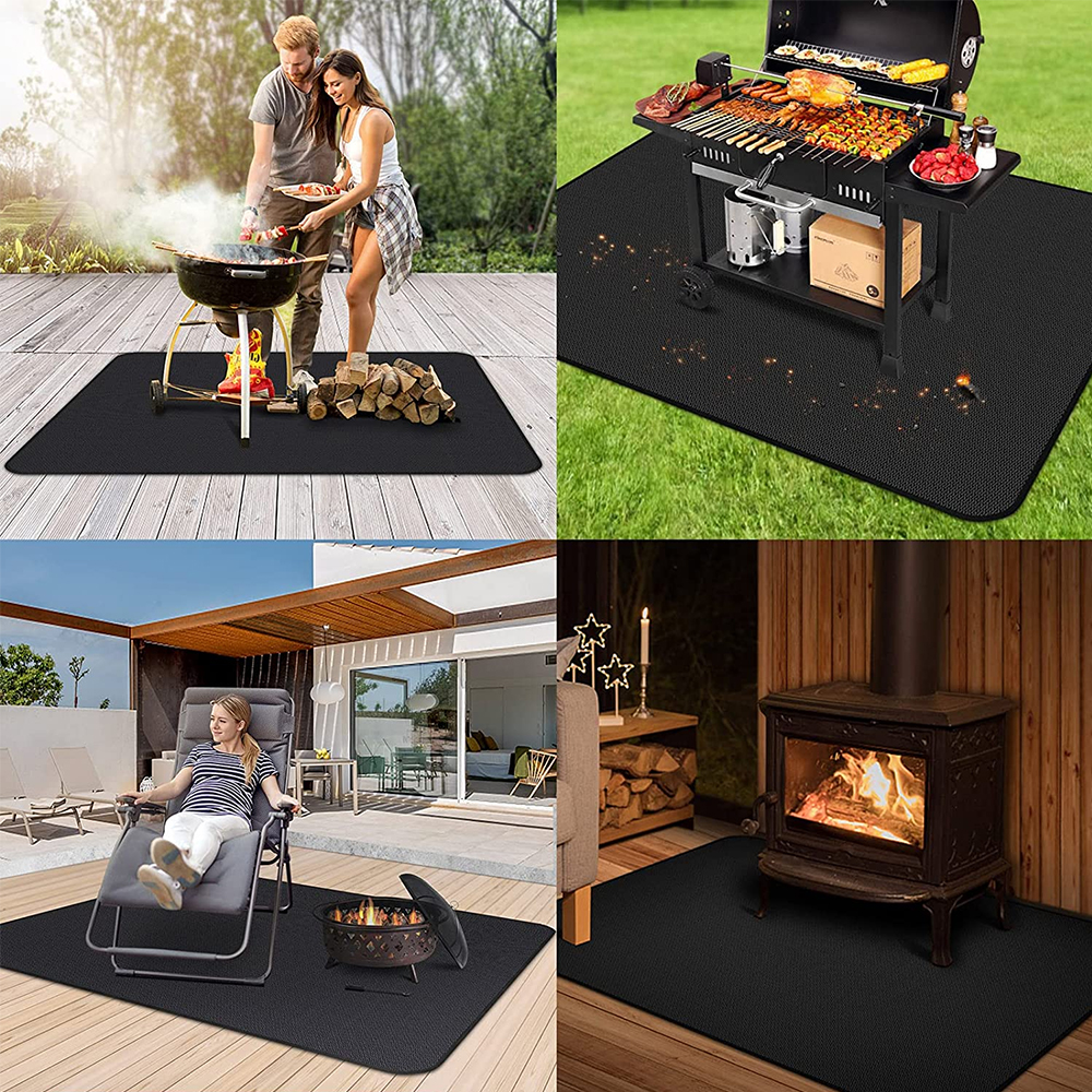 Under Grill Mat Fireplace Fire Pit Mats Fire Resistant Reusable 50 x 36 inch