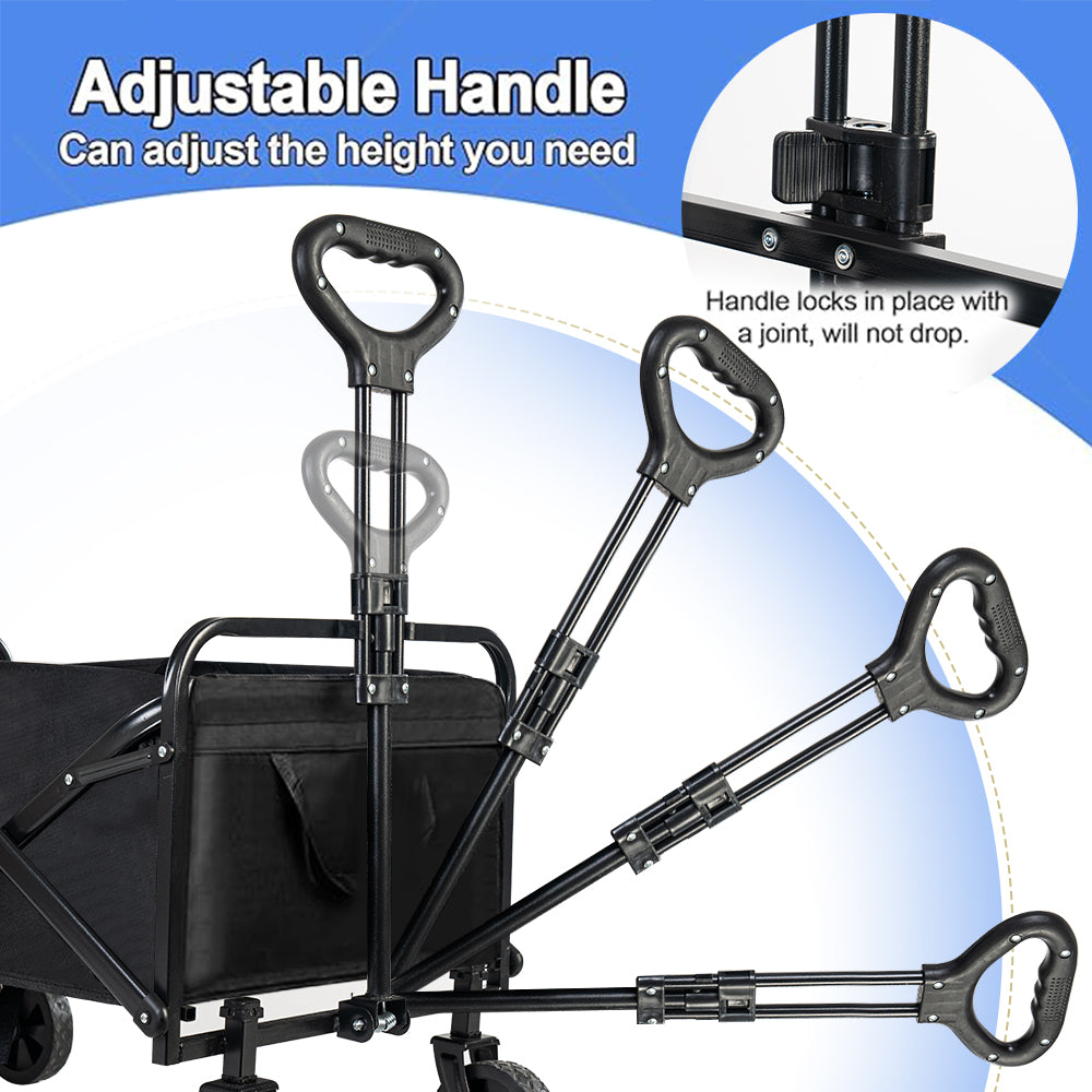 Collapsible Black Folding Camp Wagon with Wheels