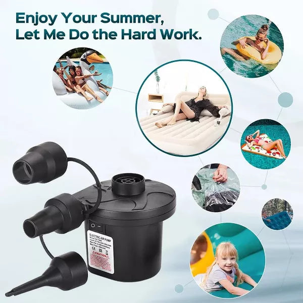 Electric Air Pump Portable Quick-Fill Inflator Pumps with 3 Nozzles