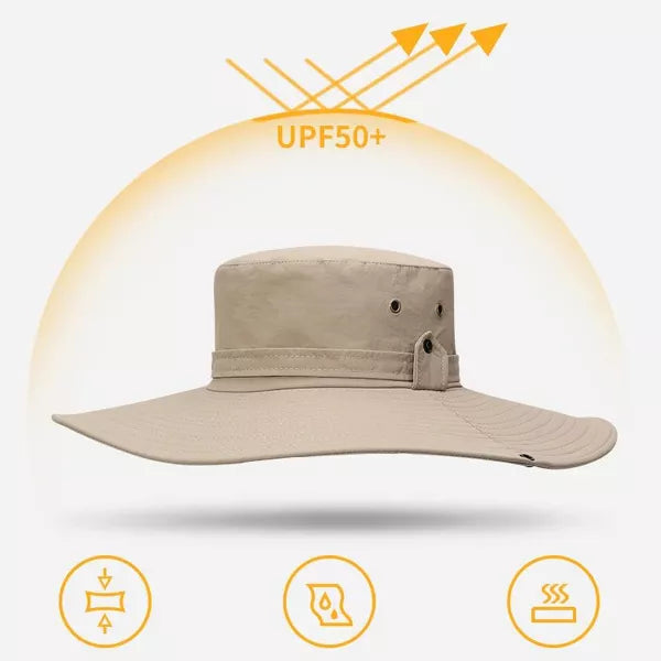 Fishing Hat Waterproof Breathable Boonie Hat Sun Hat Khaki