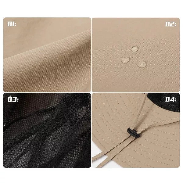 Fishing Hat Waterproof Breathable Boonie Hat Sun Hat Khaki