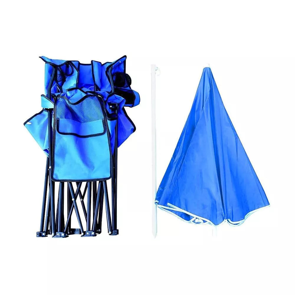 Foldable Camping Chair Outdoor Portable Picnic Double Chair with Umbrella