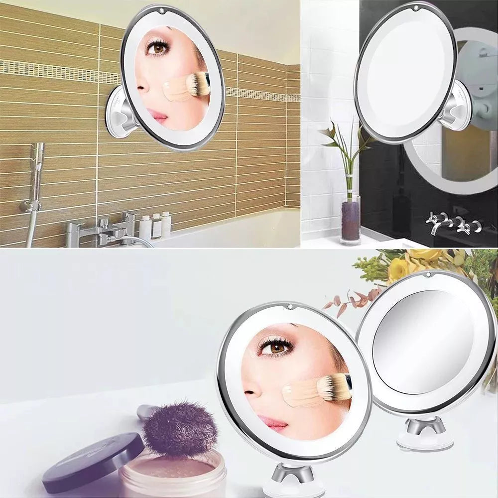 10x Magnifying Mirror Lighted 360 Rotation with Suction Cup