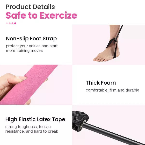 Pilates Bar with Foot Loop and Exercise Resistance Band