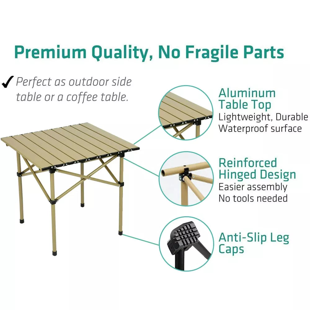 Folding Camping Square Table 20.9 x 20.1 x 19.7 Portable Lightweight