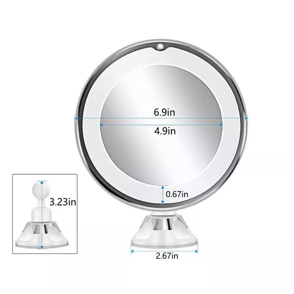 10x Magnifying Mirror Lighted 360 Rotation with Suction Cup
