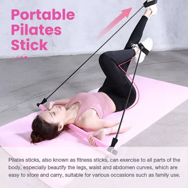 Pilates Bar with Foot Loop and Exercise Resistance Band