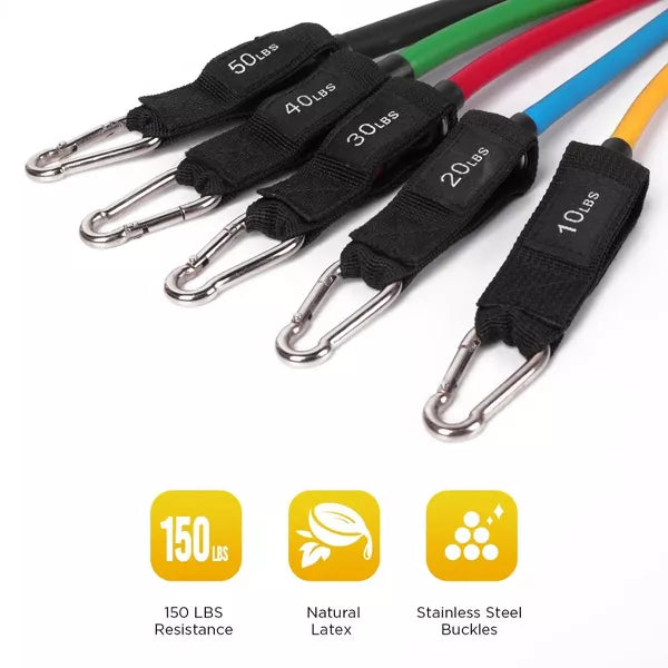 Resistance Exercise Bands Set Up to 150lb with Door Anchor and Handles