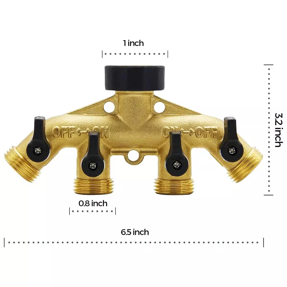 Garden Hose Splitter with 4 Valves