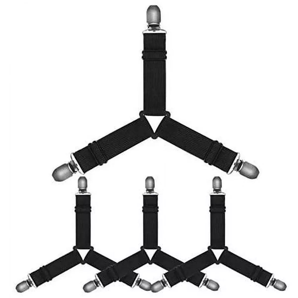 Bed Sheet Holder Straps Adjustable Triangle Non-Slip Elastic Mattress Corner Clips Set of 4