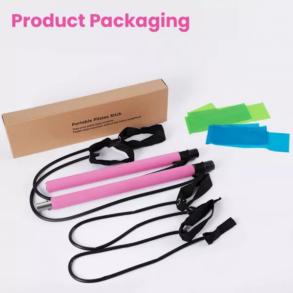 Pilates Bar with Foot Loop and Exercise Resistance Band