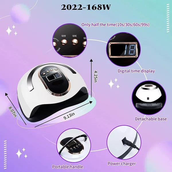 Nail Lamp 168W LCD Display For Drying Nails