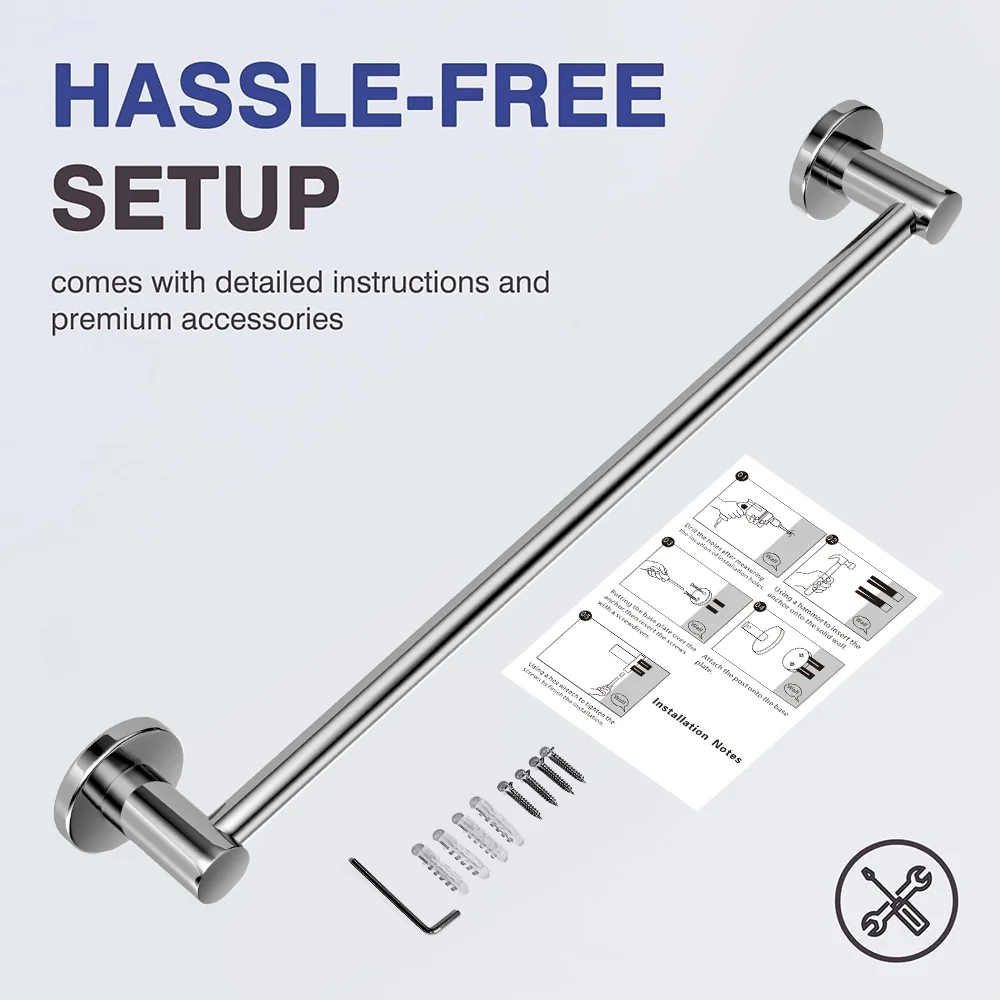 Clearance Towel Rack for Bathroom Wall Mounted 20''Rustproof Towel Holder Silver