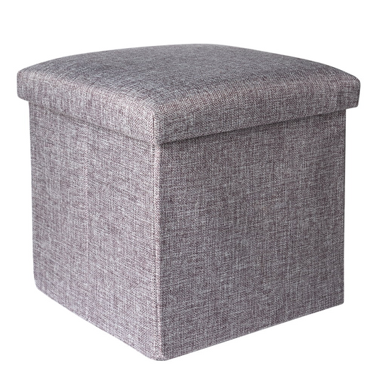 Ottoman Cube Square Foot Rest Stool Seat Foldable 4 in 1 Storage Boxes 12 Inch Linen Grey