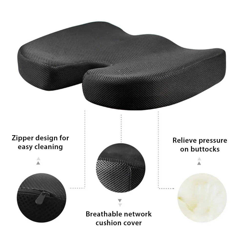 Non-Slip Memory Foam Coccyx Pad, Ergonomic Cushions Pad, Office Chair for Pressure Relief Sciatica & Pain Relief for Long Sitting, Car Seat, Airplane, Gaming Chair