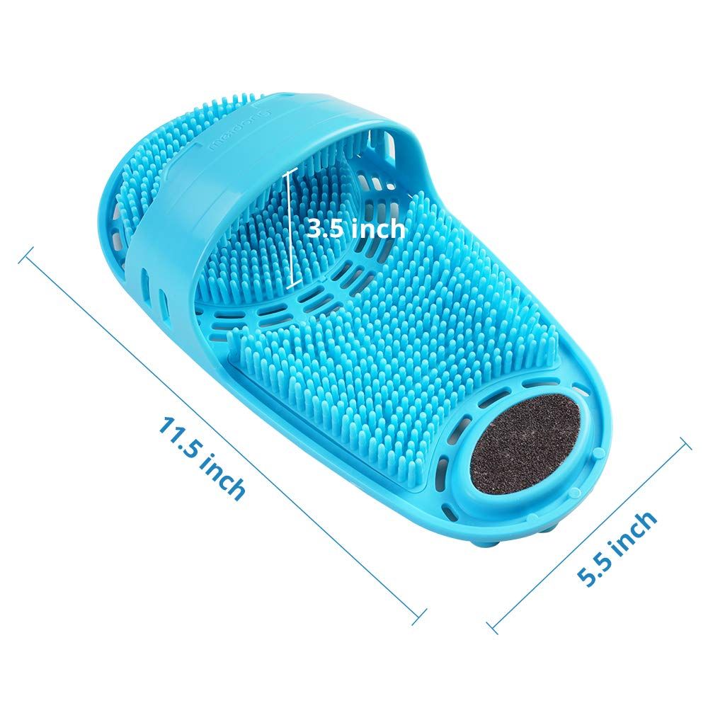 Silicone Foot Scrubber Massage and Cleaning Non-Slip for Shower (1PCS Blue)