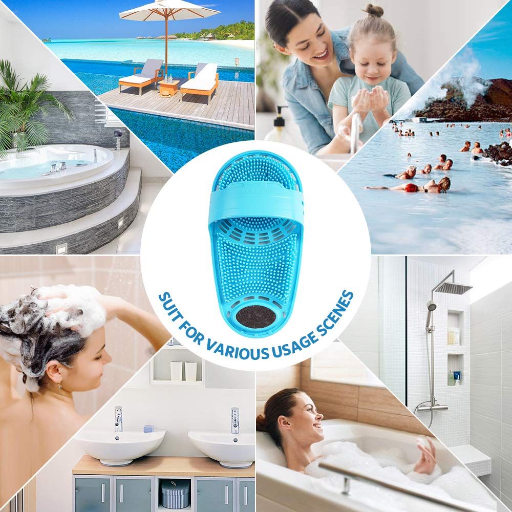 Silicone Foot Scrubber Massage and Cleaning Non-Slip for Shower (1PCS Blue)