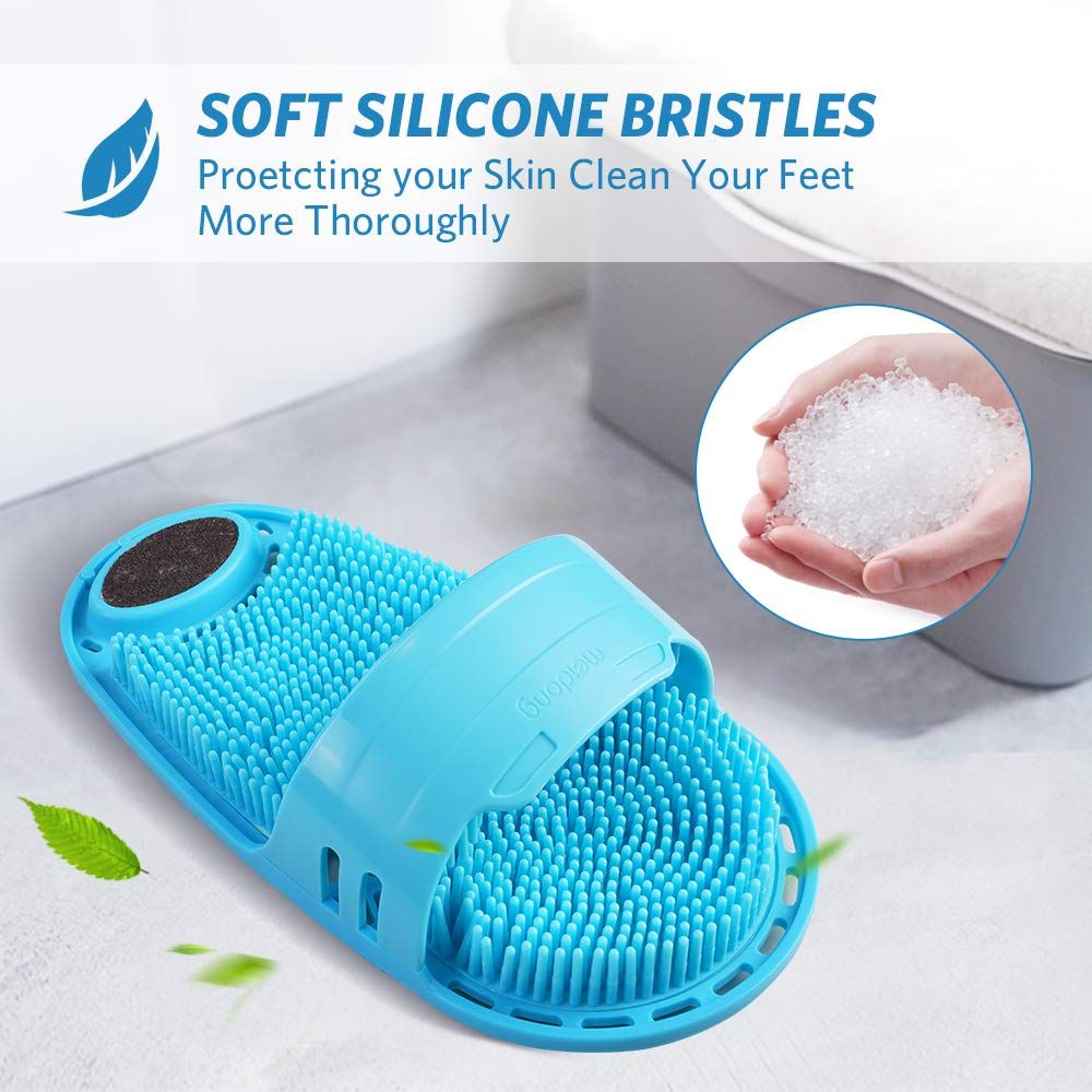 Silicone Foot Scrubber Massage and Cleaning Non-Slip for Shower (1PCS Blue)