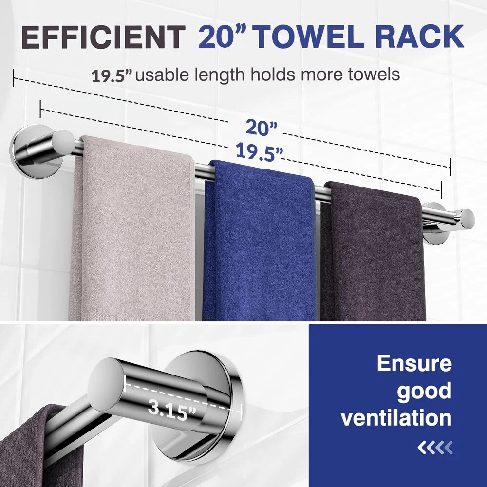 Clearance Towel Rack for Bathroom Wall Mounted 20''Rustproof Towel Holder Silver