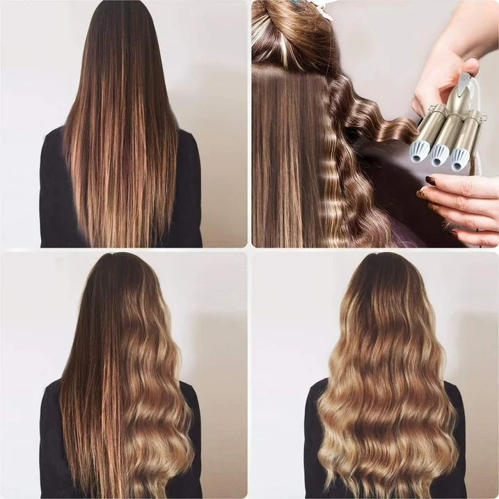 Hair Curling Iron 3 Barrel Temperature Adjustable 25mm Hair Crimper