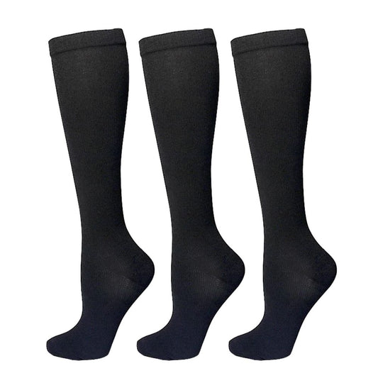 Compression knee Socks Women & Men for Outdoor Cycling and Running Recovery Socks, 3 Pairs Black