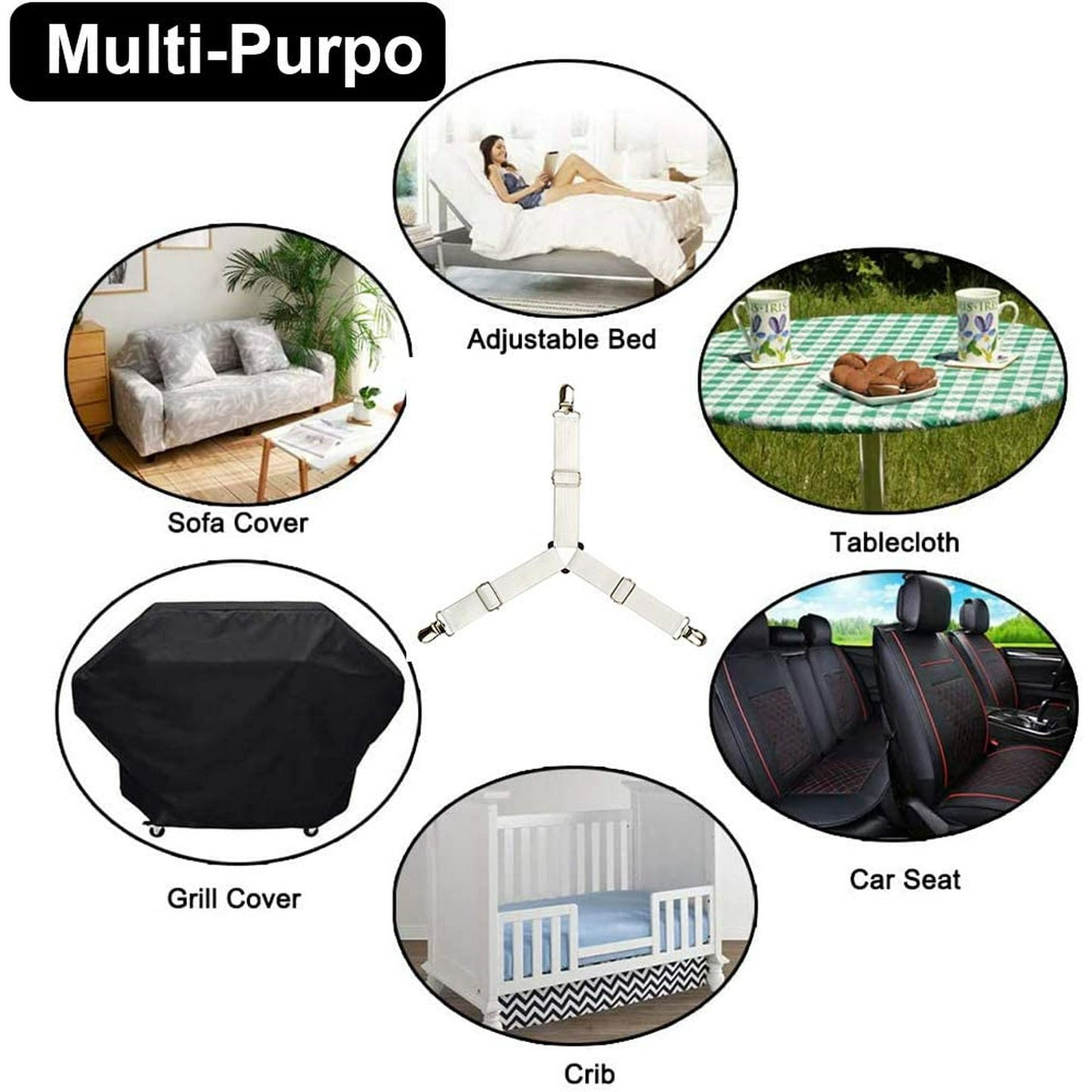 Bed Sheet Holder Straps Fitted Sheet Keepers Bedsheet Holders Fasteners -White 4 Pack