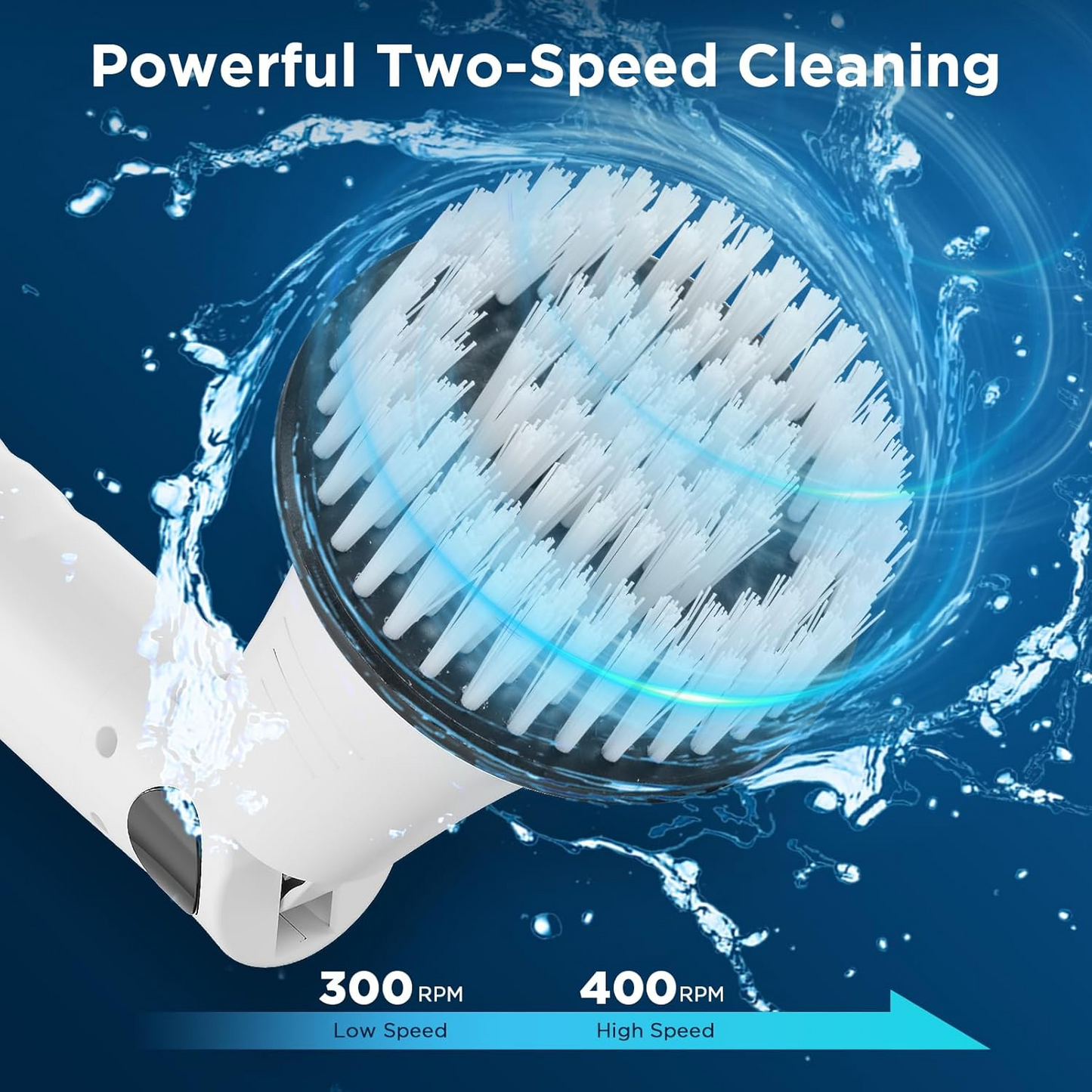Electric Spin Scrubber - Power Shower Cleaning Brush with Extendable Handle & 4 Brush Heads for Bathrooms Window and Floor White/Black