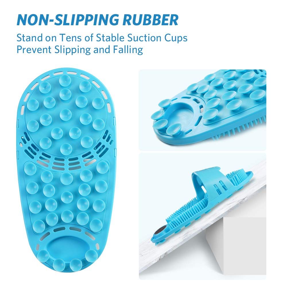 Silicone Foot Scrubber Massage and Cleaning Non-Slip for Shower (1PCS Blue)