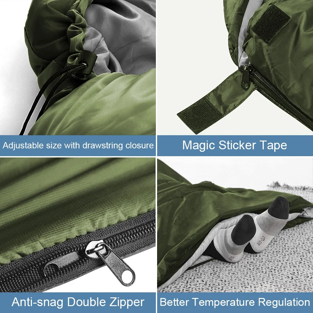 Sleeping Bags Adults Backpacking Lightweight Waterproof Cold Weather Bag Military Green