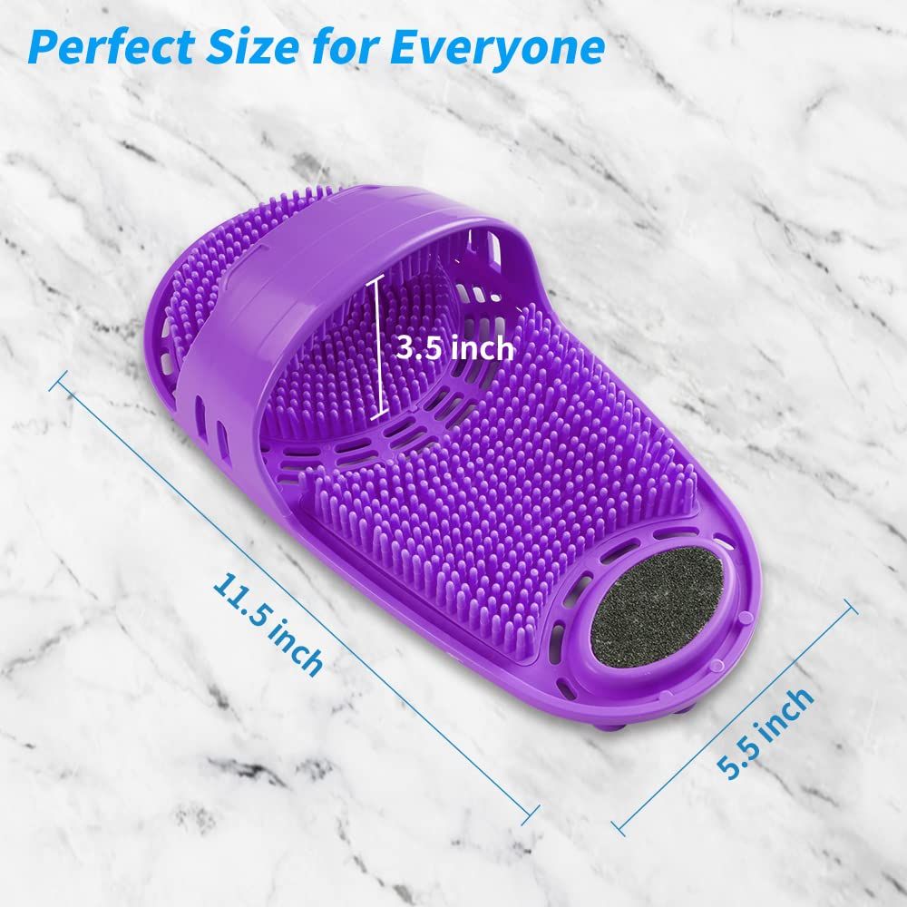 Silicone Foot Scrubber Massage and Cleaning Non-Slip for Shower (1PCS Purple)