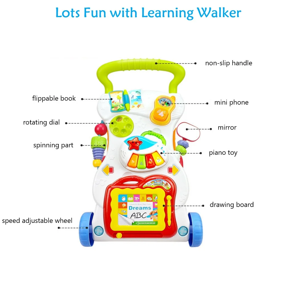 Baby Push Walker Sit to Stand Toddler Learning Walking Toys for 6 12 24 Months