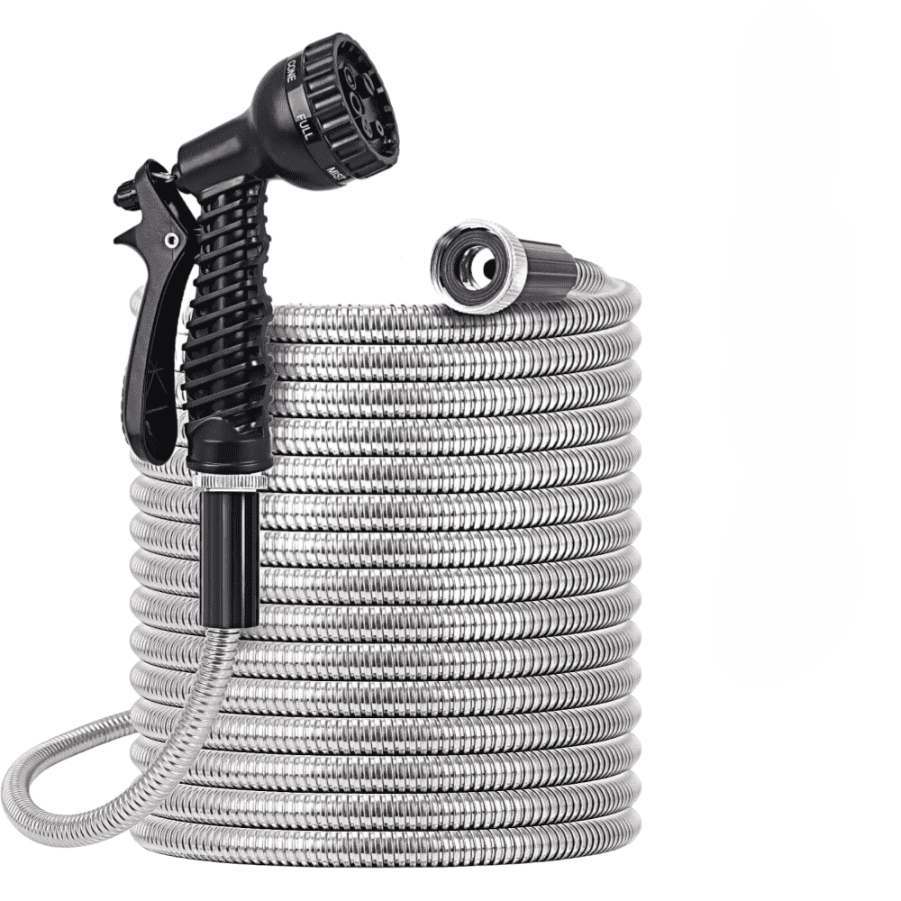 Garden Hose 25 FT Stainless Steel Heavy Duty Water Hose No-Kink Rust Proof for Yard Outdoor