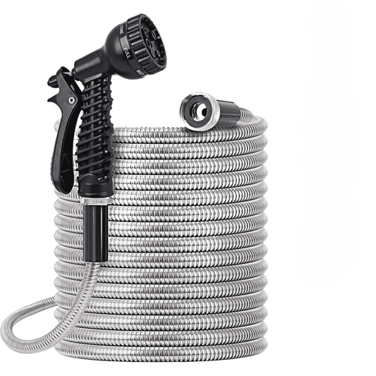 Garden Hose 100 FT Stainless Steel Heavy Duty Water Hose No-Kink Rust Proof for Yard Outdoor
