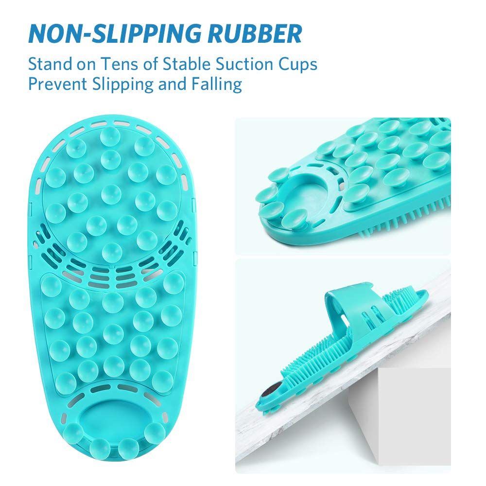 Silicone Foot Scrubber Massage and Cleaning Non-Slip for Shower (1PCS Green)