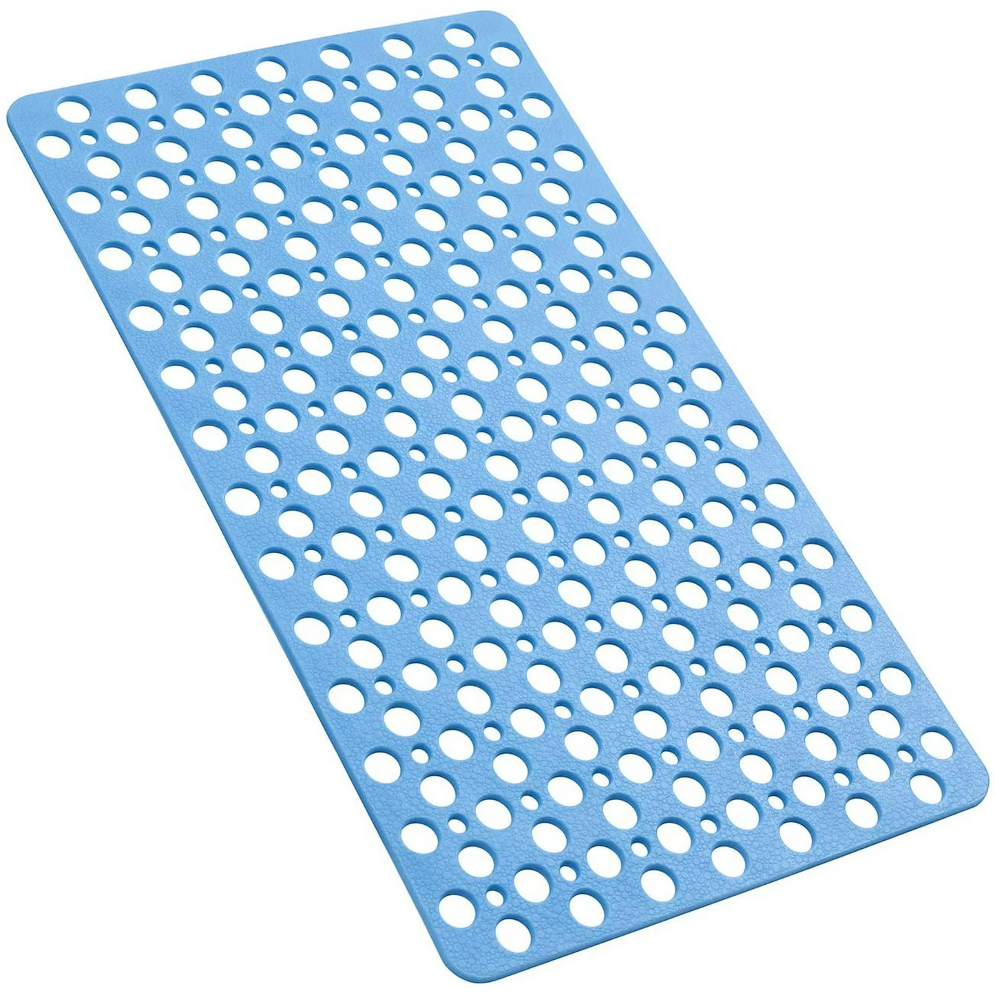 30 x 17 Inch Bathroom Non Slip Shower Mat with Suction Cup and Drain Hole Bathtub Nonslip Mat, Super Soft PVC Bathroom Mat Blue