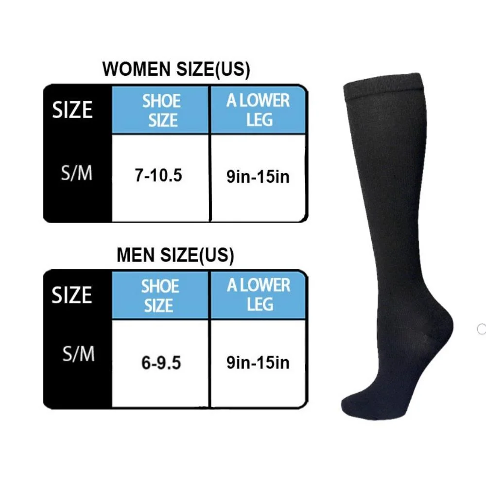Compression knee Socks Women & Men for Outdoor Cycling and Running Recovery Socks, 3 Pairs Black