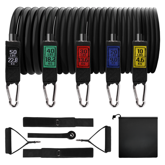 Resistance Exercise Bands Set Up to 150lb with Door Anchor and Handles Black