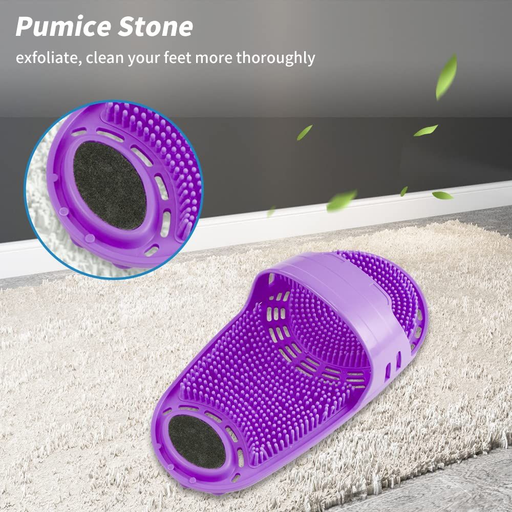 Silicone Foot Scrubber Massage and Cleaning Non-Slip for Shower (1PCS Purple)